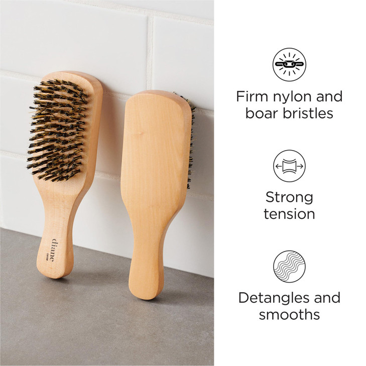 Diane Reinforced Boar Bristle Club Wave Brush for Men and Barbers Hard Bristles for Thick to Coarse Hair Use for Detangl