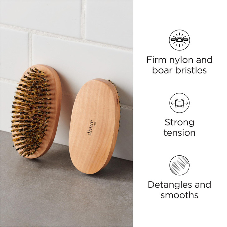 Diane Reinforced Boar Bristle Military Wave Brush for Men and Barbers Hard Bristles for Thick to Coarse Hair Use for Det