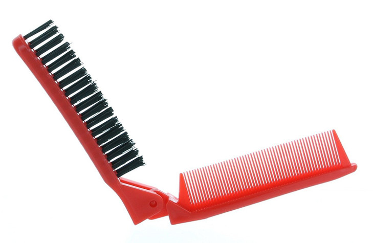 Folding Compact Travel Pocket HAIR BRUSHCOMB 1 Red 1 White by Le Salon