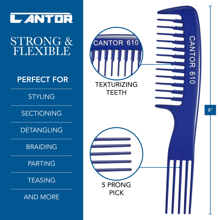 Cantor Lift Teasing Wide Tooth Comb Chemical and Heat Resistant Detangler Anti Static for All Hair Types Durable and Lig