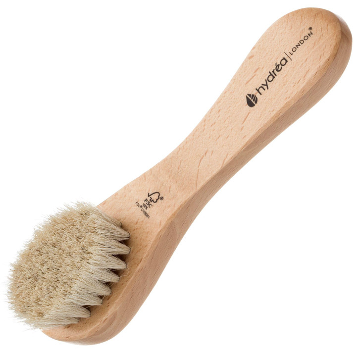 Hydrea London Face Brush Natural Bristle Dry Facial Cleansing Skin Exfoliator Gentle Scrub Exfoliating Helps Lymphatic F
