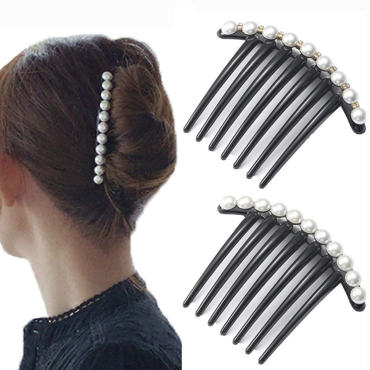 JONKY JONKY French Twist Hair Comb Pearl Fancy Hair Accessories for Women Pack of 2