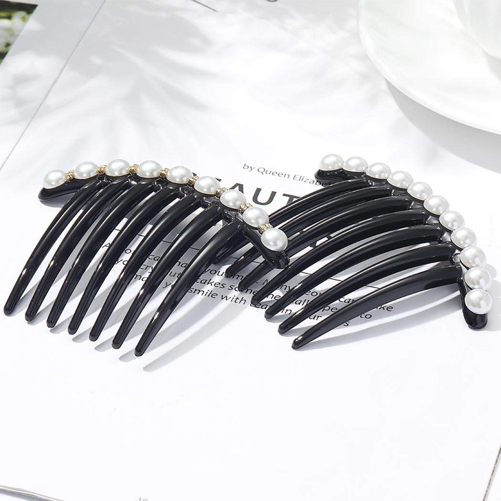 JONKY JONKY French Twist Hair Comb Pearl Fancy Hair Accessories for Women Pack of 2