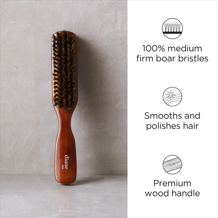 Diane Premium 100 Boar Bristle Styling Brush for Men and Barbers Medium Bristles for Thick Coarse Hair Use for Detanglin
