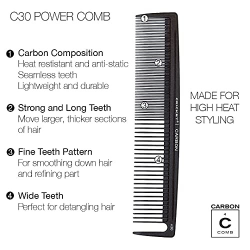 Cricket C30 Professional Hair Stylist Power Carbon Comb HeatResistant AntiStatic Seamless Teeth for Detangling and Styli