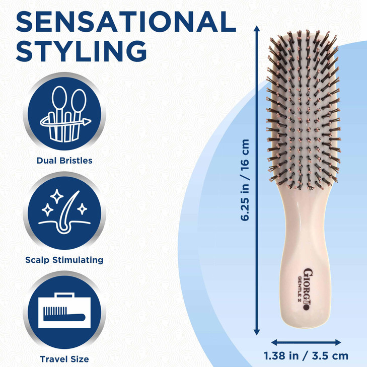 Giorgio GIO2IVY Ivory 625 inch Gentle Touch Detangler Hair Brush for Men Women and Kids Soft Bristles for Sensitive Scal