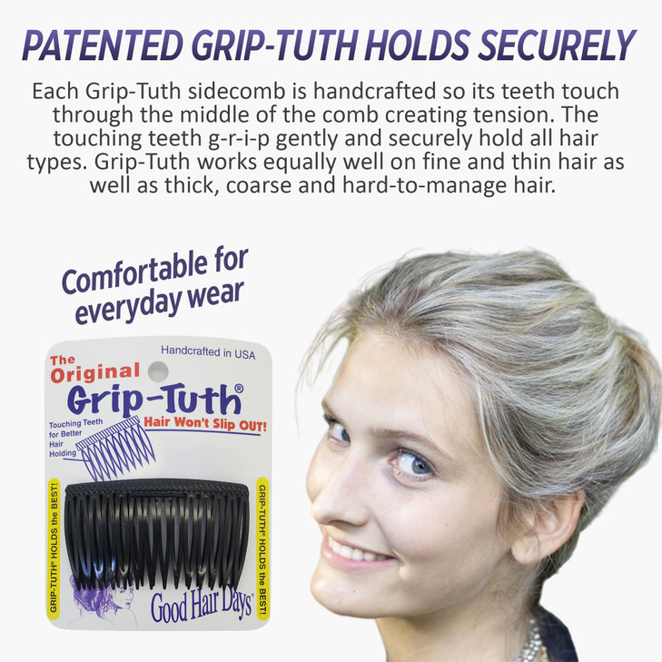 Good Hair Days GripTuth Combs 2 34 Side Combs For All Types Of Hair Decorative Styling Women Accessories Tortoise Shell