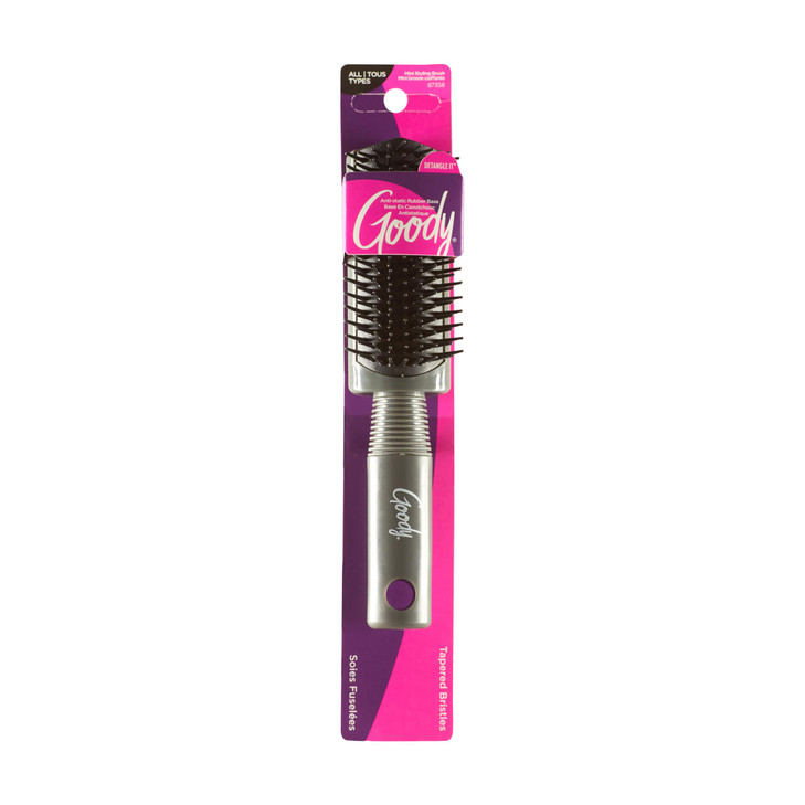 Goody Mini Styling Brush with Rubber Base Detangler Brush For Quick TouchUps Throughout The Day for All Hair Types PainF