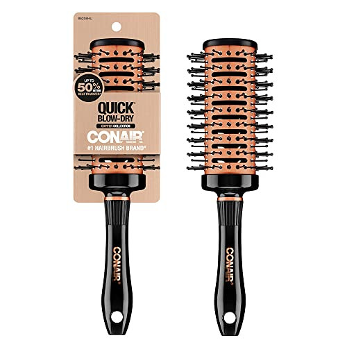 Conair Vented Copper Collection Round Brush for Blow Drying and Styling Quick Blow Dry Brush