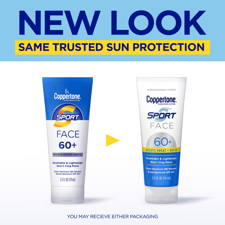 Coppertone Sport Face Sunscreen Lotion SPF 60+, Water Resistant Sunscreen with Broad Spectrum SPF 60+, Lightweight and Breathable, 2.5 Fl Oz Tube online at globaldelivered