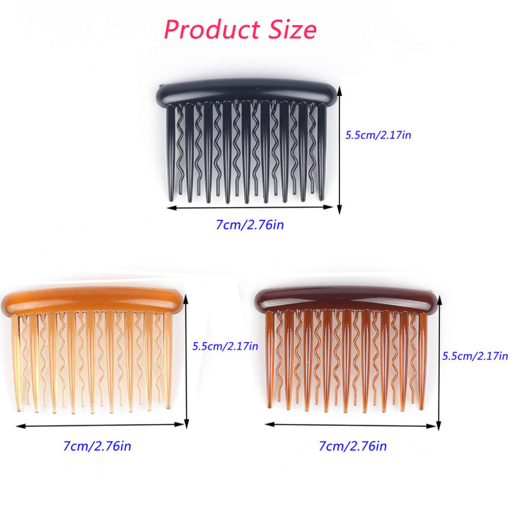 WBCBEC 18 Pieces Plastic Teeth Hair Combs Tortoise Side Comb Hair Accessories for Fine Hair