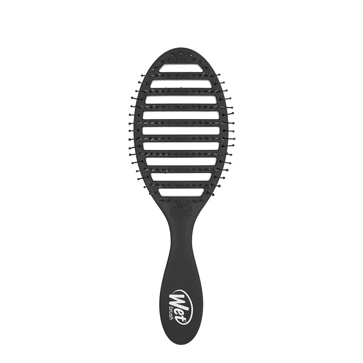 Wet Brush Speed Dry Hair Brush Black Vented Design Soft HeatFlex Bristles Blow Dry Safe Ergonomic Handle Manages Tangles