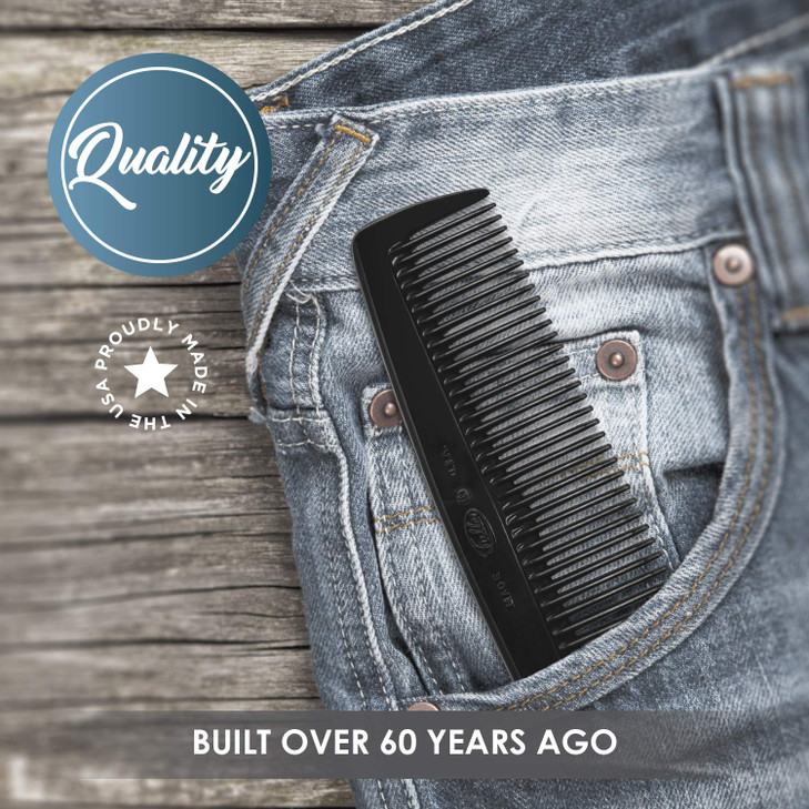 Fuller Brush Mens Classic Hair Comb Fine and Wide Tooth AntiStatic Comb for All Hair Types Durable PocketSize Styling an