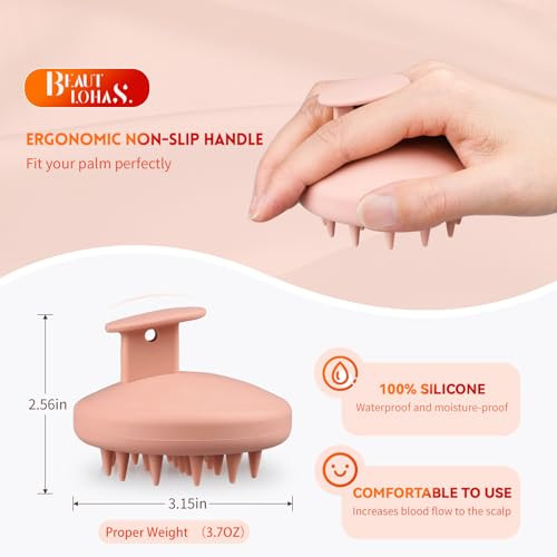 BEAUTLOHAS Silicone Scalp Massager Shampoo Brush for Shower Scalp Scrubber with Soft Bristles for Hair Growth Dandruff T