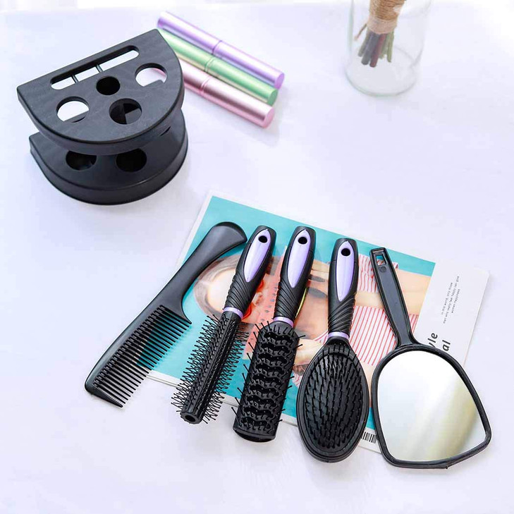 Zoestar 5Pcs Hair Brush and Comb Set for Women and Men APurple