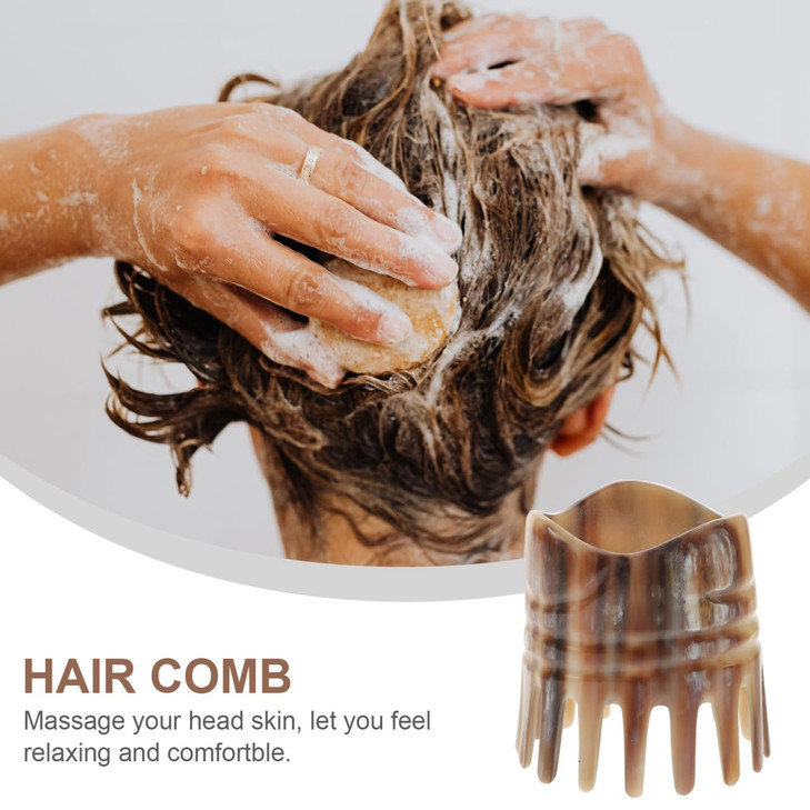 Natural Horn Comb Scalp Portable Massage Hair Smoothing Comb GuaSha Tool for Girls Ladies Men
