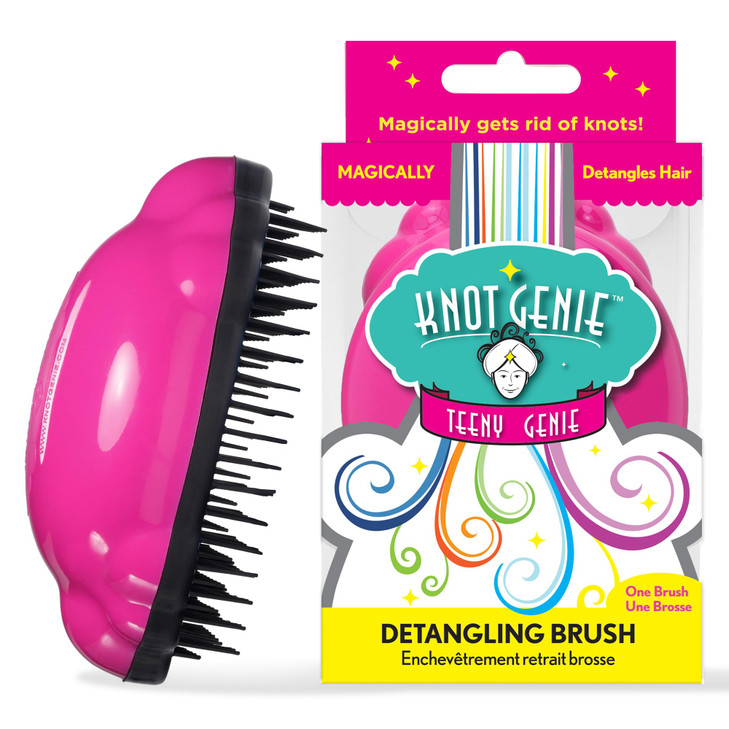Knot Genie Teeny Detangling Hair Brush for Kids Fairy Pink Perfect Detangling Brush for Curly Hair Gently Separate Tangl