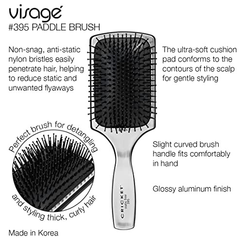 Cricket Visage 395 Paddle Hair Brush Detangler PainFree Brushing on Straight Wavy Thick Fine and Curly Types AntiStatic