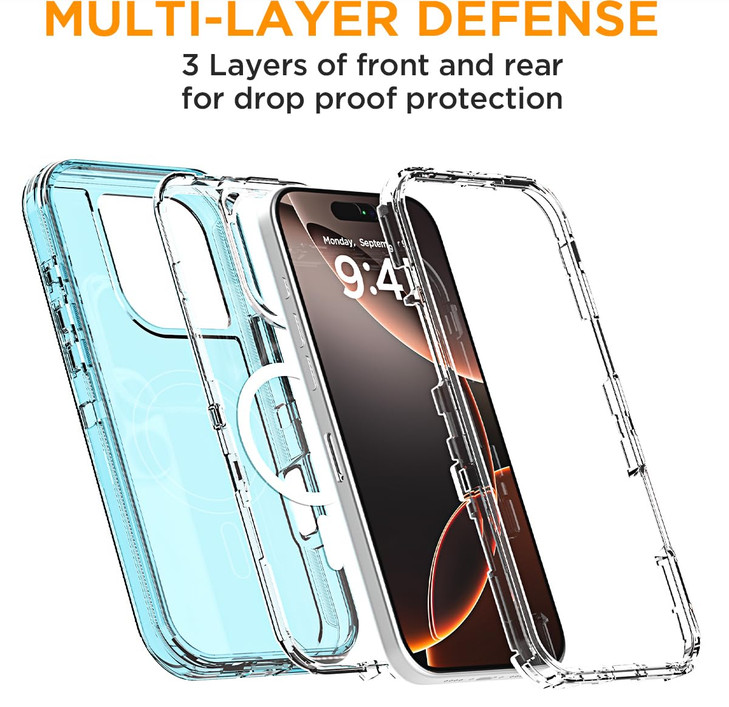 AICase for iPhone 16 Pro Case Clear Compatible with MagSafe 3 in 1 Heavy Duty Drop Protection Full Body Rugged Shockproof/Dust Proof 3-Layer Military online at globaldelivered