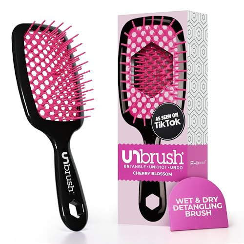 FHI Heat UNbrush Detangling Brush for PainFree Brushing on All Wet or Dry Hair Types Durable DuoFlex AntiStatic Bristles