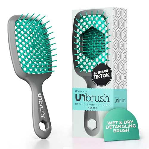 FHI Heat UNbrush Detangling Brush for PainFree Brushing on All Wet or Dry Hair Types Durable DuoFlex AntiStatic Bristles