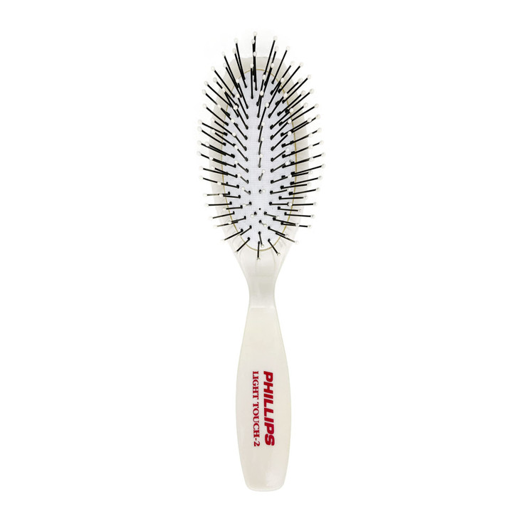 Phillips Brush Light Touch 2 Oval Cushioned Brush Purse Sized with Ball Tipped Nylon Bristles Contoured Handle