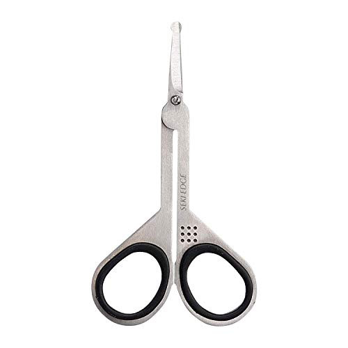 Seki Edge Stainless Steel Nostril Scissors SS908 Safety Grooming Scissors with Round Blunt Tips for Trimming Nose Hair O