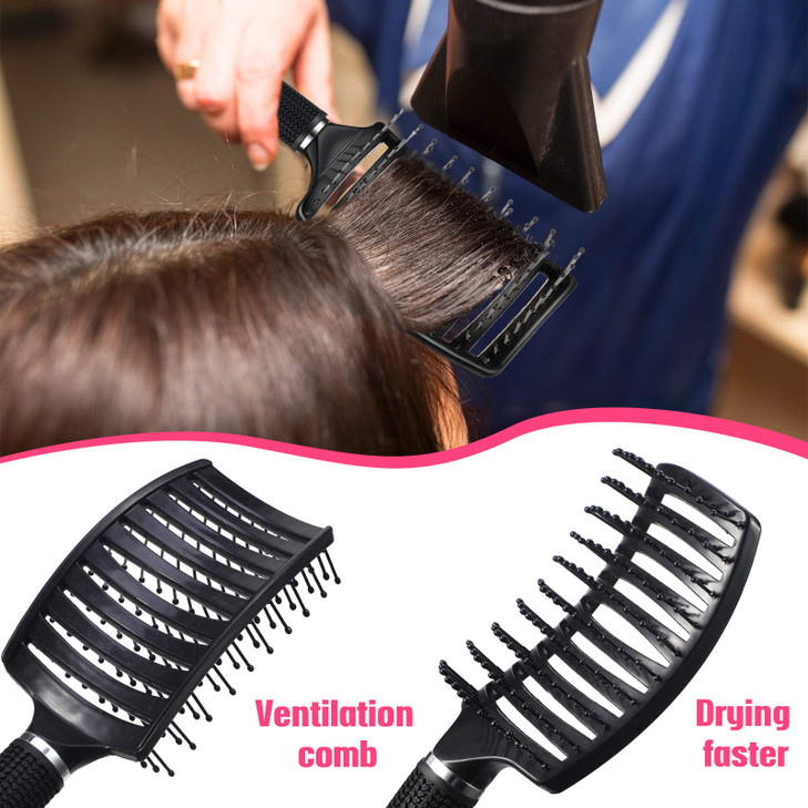 Patelai 4 Pcs Hair Brush Detangler Curved Vented Brushes for Women Men Curved Vented Wet Dry Styling Brushes for Curly L