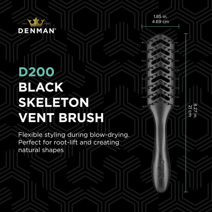 Denman Flexible Vent Brush D200 Detangling Brush With Lightweight Grip Control Perfect For Styling During BlowDry Detang