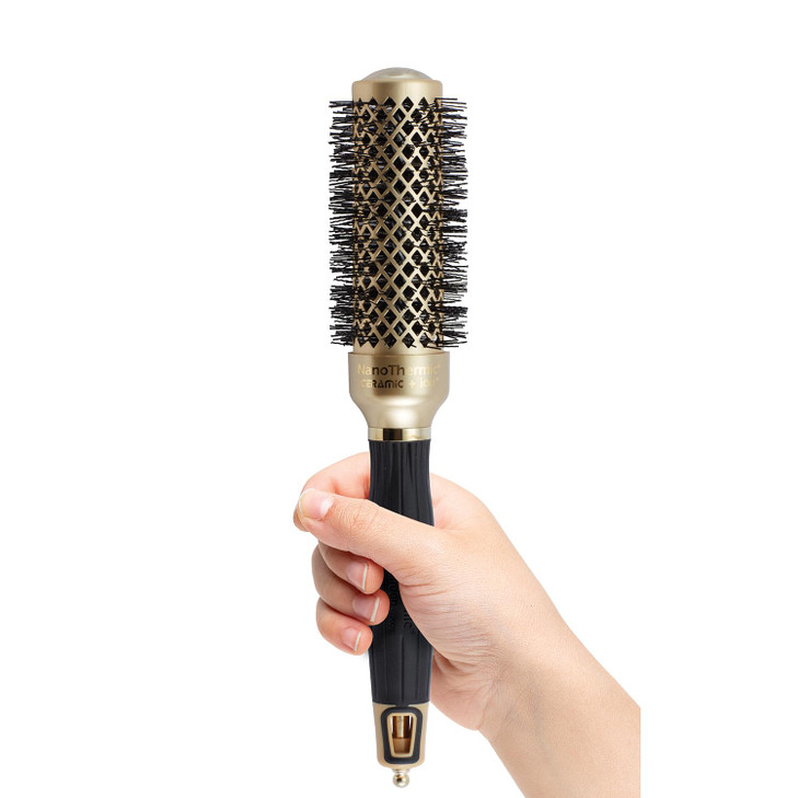 Olivia Garden NanoThermic Ceramic Ion Round Thermal Hair Brush Not Electrical Professional Blowout Brush for Normal to T