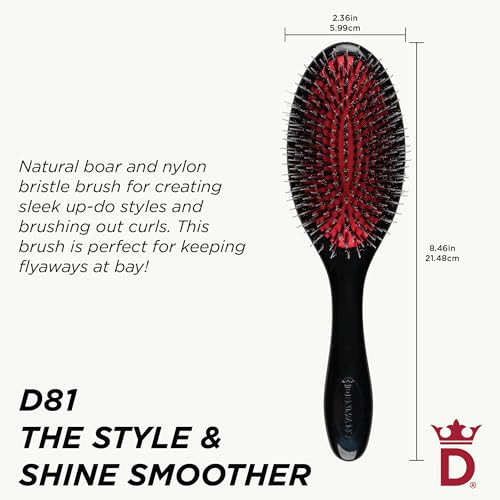 Denman Boar Bristle Hair Brush Smoothing Shine Enhancing for Slick Back Styles Curl Defining Detangling D81M Hairbrush w