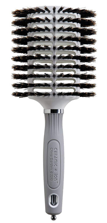 Olivia Garden Ceramic and Ion Turbo Vent 100 Boar Bristle Hair Brush with Sectioning Pick Oval 3 12 x 2 12 CITVBROVL