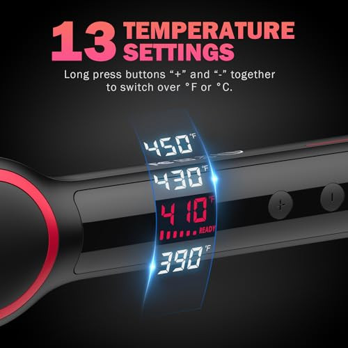 MiroPure Hair Straightener Brush with 13 Temp Settings Ring Straightening Comb 30s Fast Heating 50 Million Level Anion N