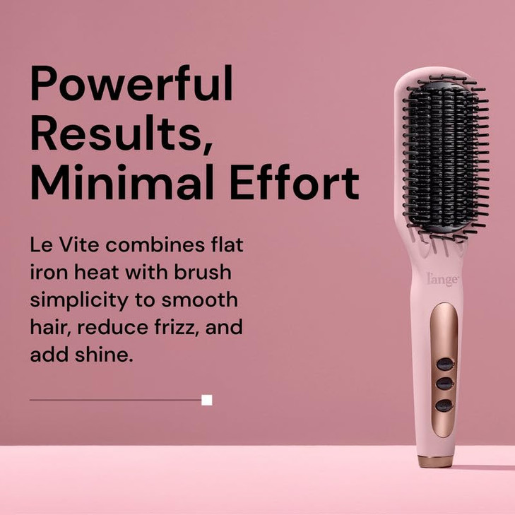 LANGE HAIR Le Vite Straightening Brush Heated Hair Tool for Smoother FrizzControlled Look DualVoltage Hot Brush Straight