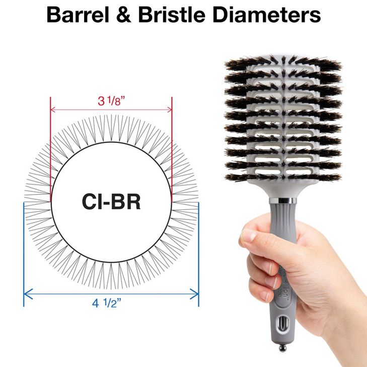 Olivia Garden Ceramic and Ion Turbo Vent 100 Boar Bristle Hair Brush with Sectioning Pick Round 4 12 CIBR
