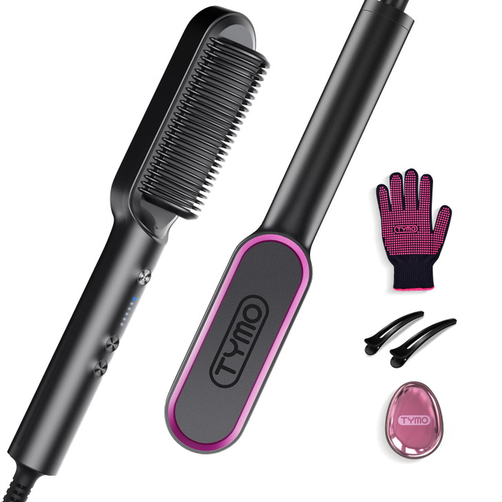 Hair Straightener Brush TYMO Ring Hair Straightener Comb Straightening Brush for Women with 5 Temps 20s Fast Heating Dua