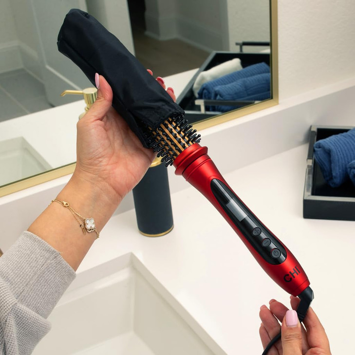 CHI Tourmaline Ceramic Series Heated Round Brush Reduces Frizz Adds Shine To Hair Adjustable Temperature Automatic ShutO