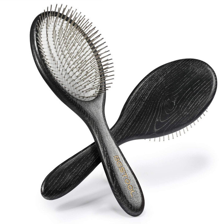 BESTOOL Hair Brush Paddle Detangler Brush with Metal Bristles for WomenMenKids Detangling Massaging Anti Static Best for
