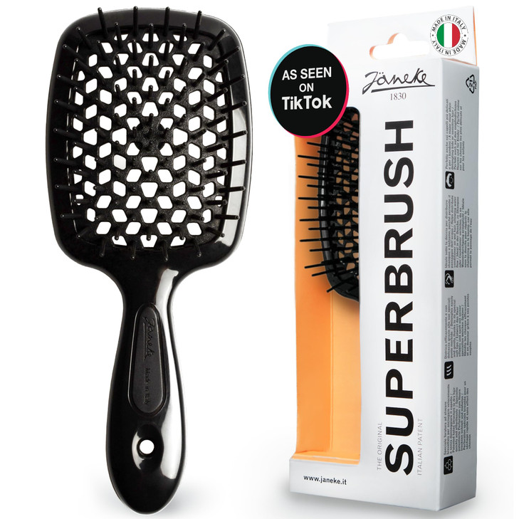 Janeke Superbrush Detangling Brush for Soft Smoothing Hair Brushing with AntiStatic Bristles Vented Wet Hair Brush for B