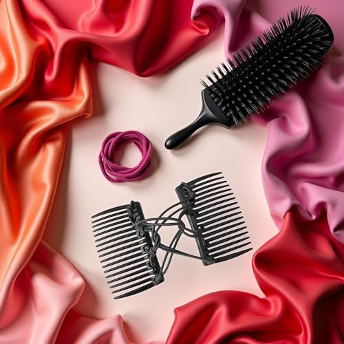 Black Adjustable Elastic Hair CombStretchy Double Comb Hair ClipNo Crease Hair Pins Double Slides Hairpins Combs Women H