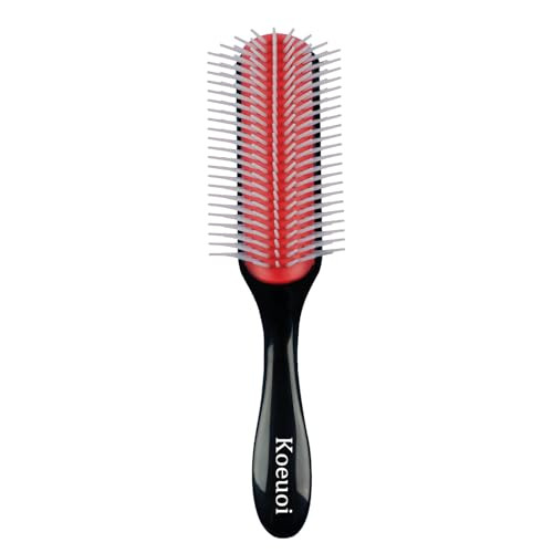 Koeuoi Classic Styling Curly Hair Brush 9 Row Black Brush for Detangling Separating Shaping For Women and Men Wet or Dry