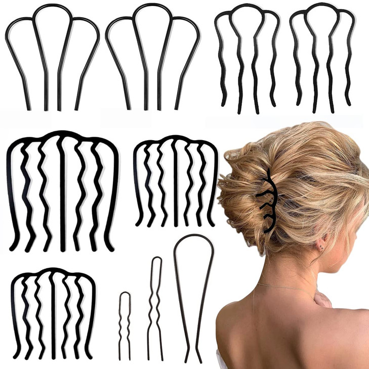 10 Pieces Side Combs U Shaped French Twist Comb Vintage Hair Stick for Updos Teeth Pin Messy Maker Accessories for Women