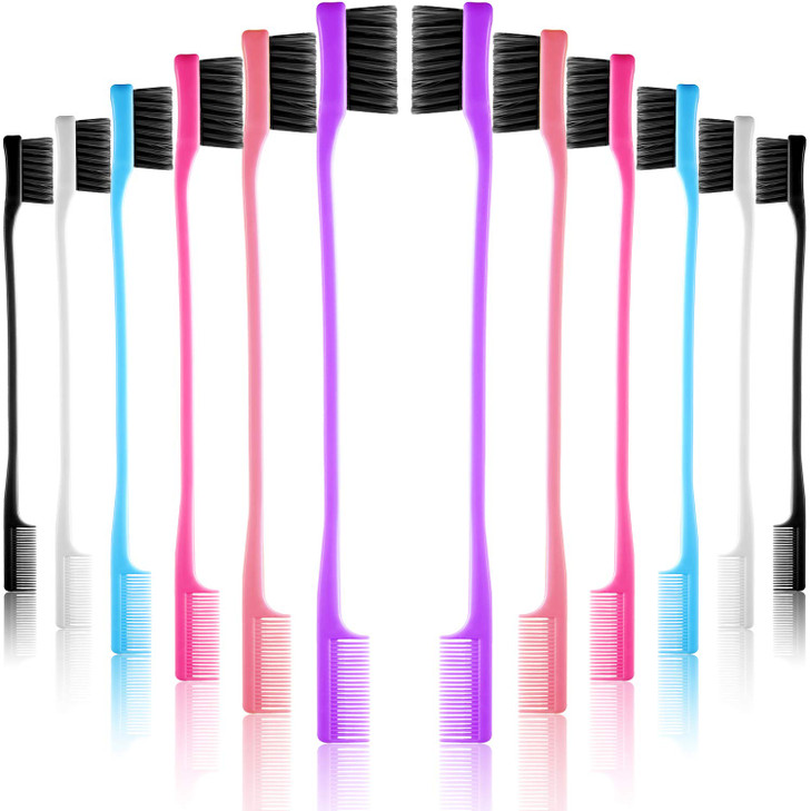 Yaomiao 12 Pieces Hair Edge Brushes Double Sided Edge Hair Comb Natural Styling Eyebrow Combs Smooth Grooming for Women