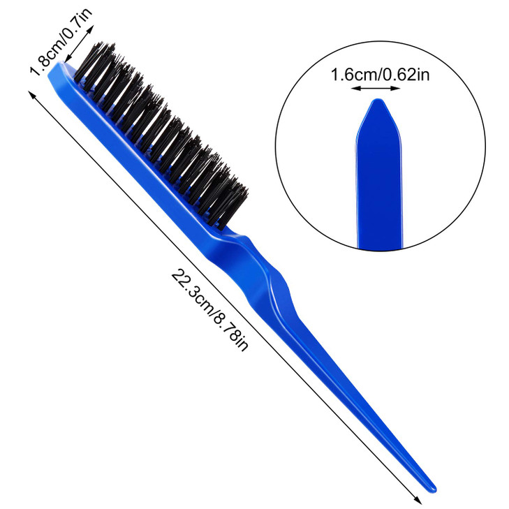 Yaomiao 6 Pcs Teasing Brush for Fine Hair Nylon Rat Tail Brush Set Women Three Row Salon Teasing Set for Back Combing Ro