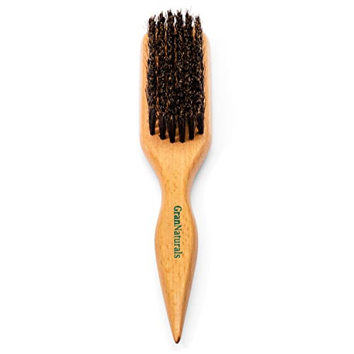 GranNaturals Boar Bristle Slick Back Hair Brush for Sleek Ponytail Bun Smoothing Baby Hairs Flyaways Edge Control Backco