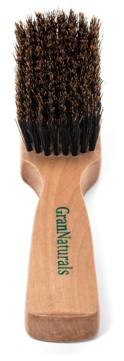 GranNaturals Soft Mens Boar Bristle Hair Brush Natural Wooden Club Style Wave Hair Brush for Men Styling Beard Hairbrush