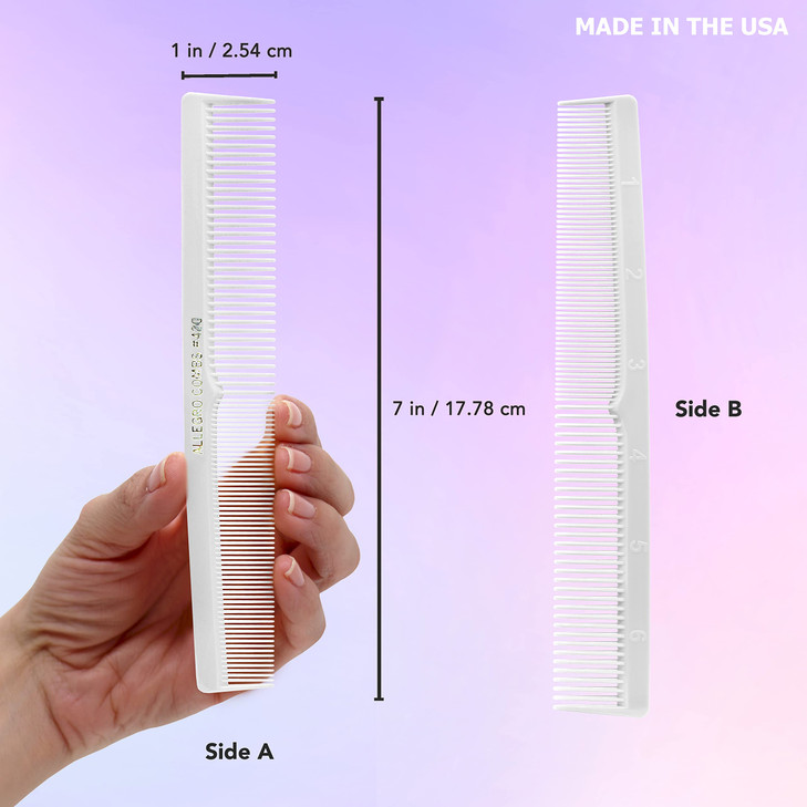 Allegro 420 Hair Combs Barber Beard Mustache and Pocket Combs for Women 12 White Combs