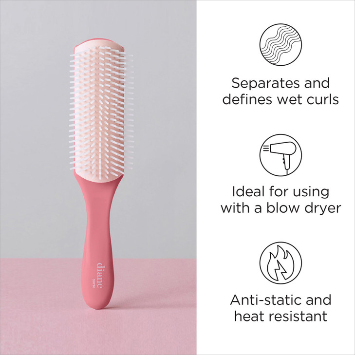 Diane Pro Nylon Pin Styling Hairbrush for Detangling Separating Shaping and Defining Wet or Curly Hair HeatResistant Ant
