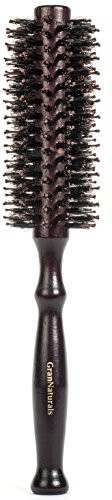 Round Styling Hair Brush 175 Inch Diameter Boar Nylon Bristles for Blow Drying Curling and Styling Hair Natural Wooden H