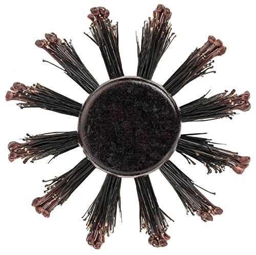 Round Styling Hair Brush 175 Inch Diameter Boar Nylon Bristles for Blow Drying Curling and Styling Hair Natural Wooden H